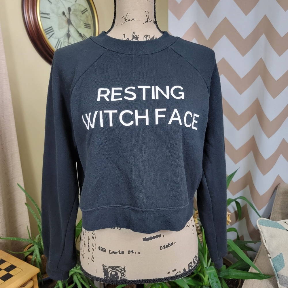 Witchy Gray Crew Neck Sweater Size S/M